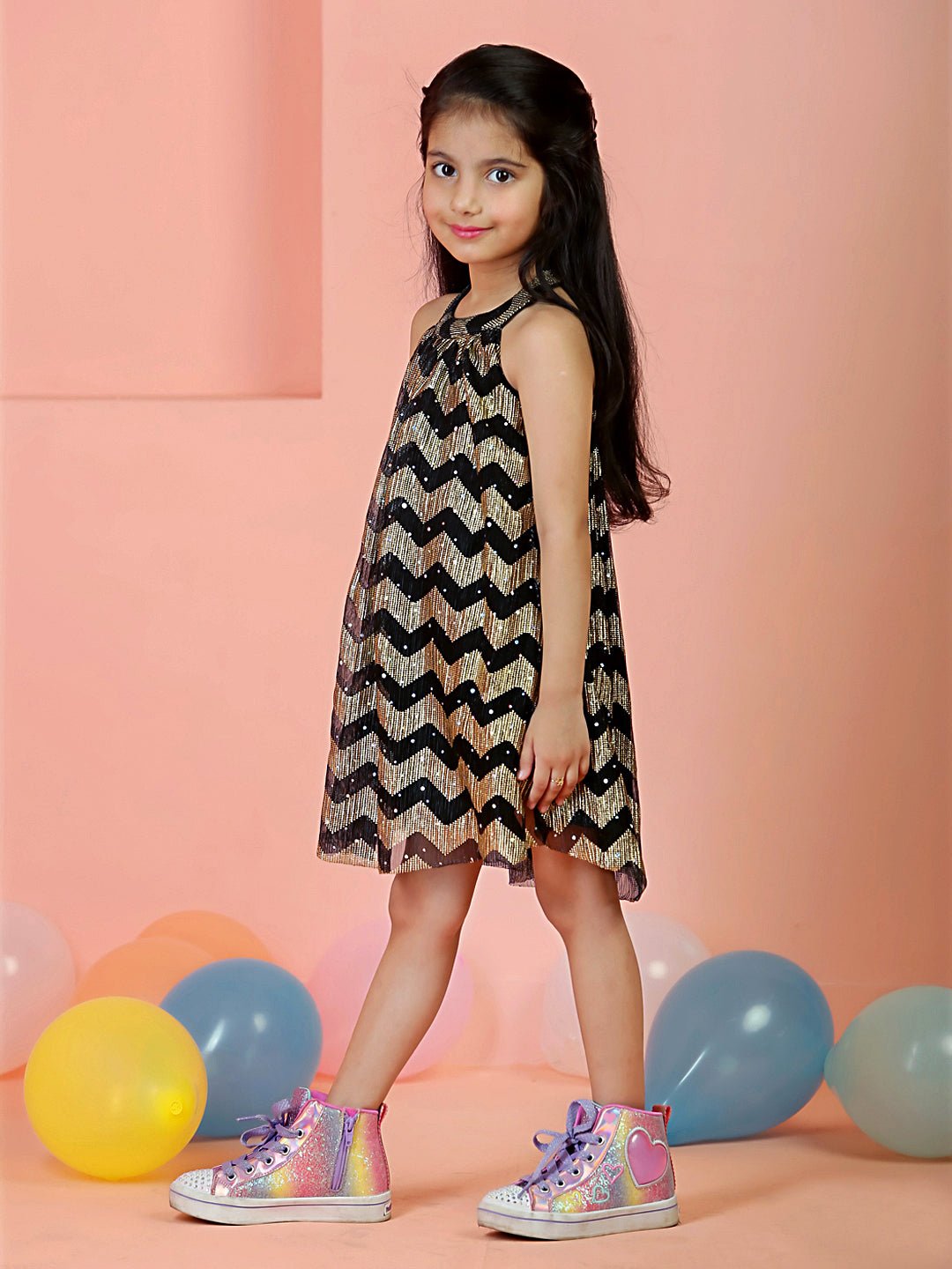 Black Splendor Girls Casual Dress