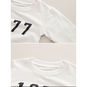 Black & White 1977 Designed 3 Pcs Varsity Jacket Styled Track Suit Set For Toddlers And Kids - 2 - 3 Years Kids Clothing