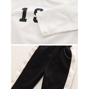 Black & White 1977 Designed 3 Pcs Varsity Jacket Styled Track Suit Set For Toddlers And Kids - 2 - 3 Years Kids Clothing