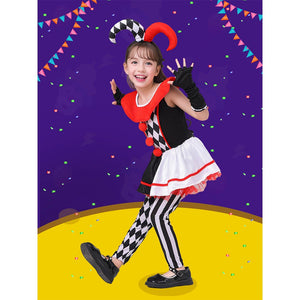 Black & White checkered Joker Jester ,Kids Halloween Costume Dress Up - 4 - 6 Years Halloween