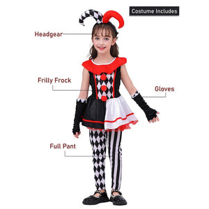 Black & White checkered Joker Jester ,Kids Halloween Costume Dress Up - 4 - 6 Years Halloween