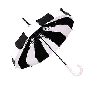 Black & white Pagoda Style Umbrella for Teens and Adults - Little Surprise BoxBlack & white Pagoda Style Umbrella for Teens and Adults