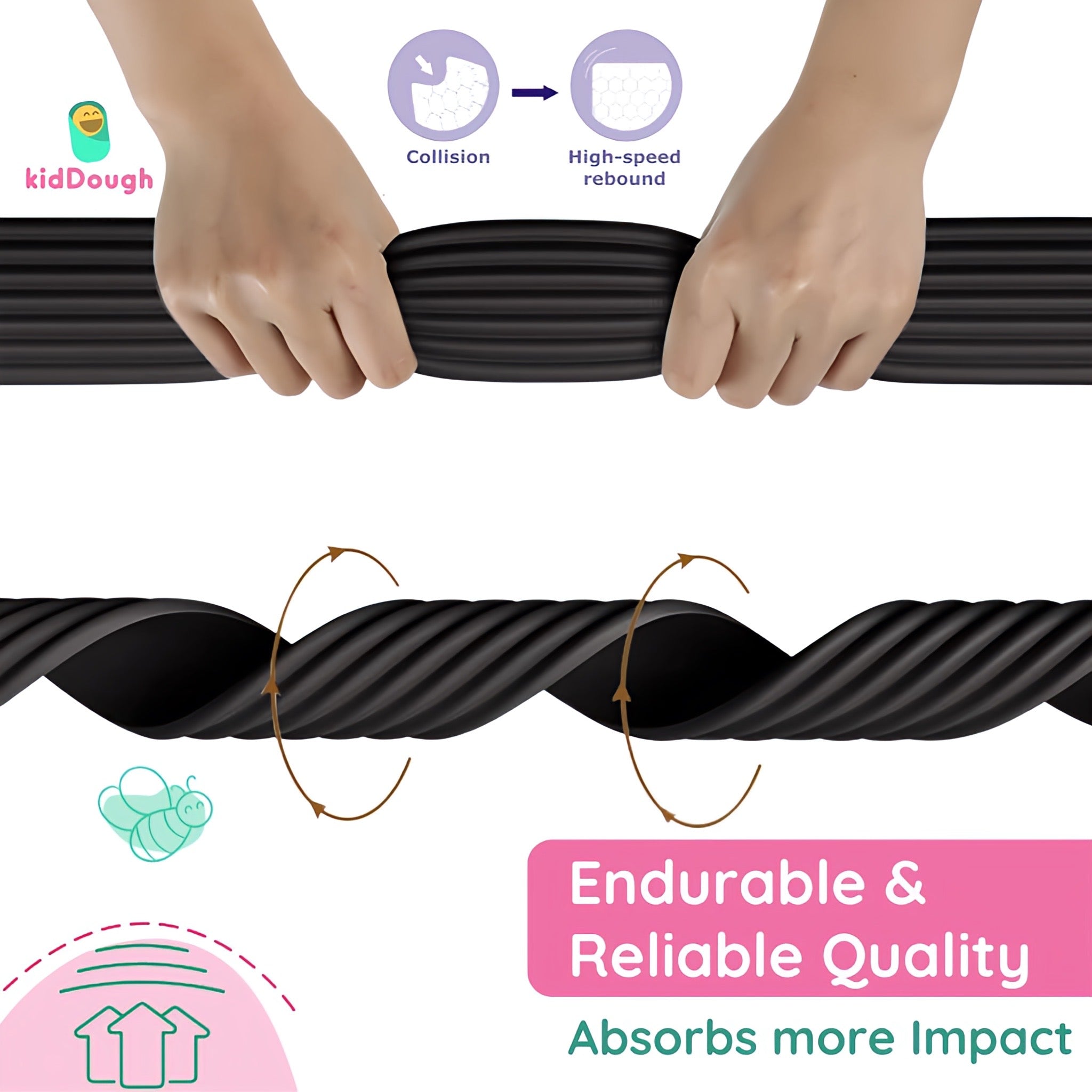 KidDough Baby Proofing Flat Edge Protector- 2 Meters- Black