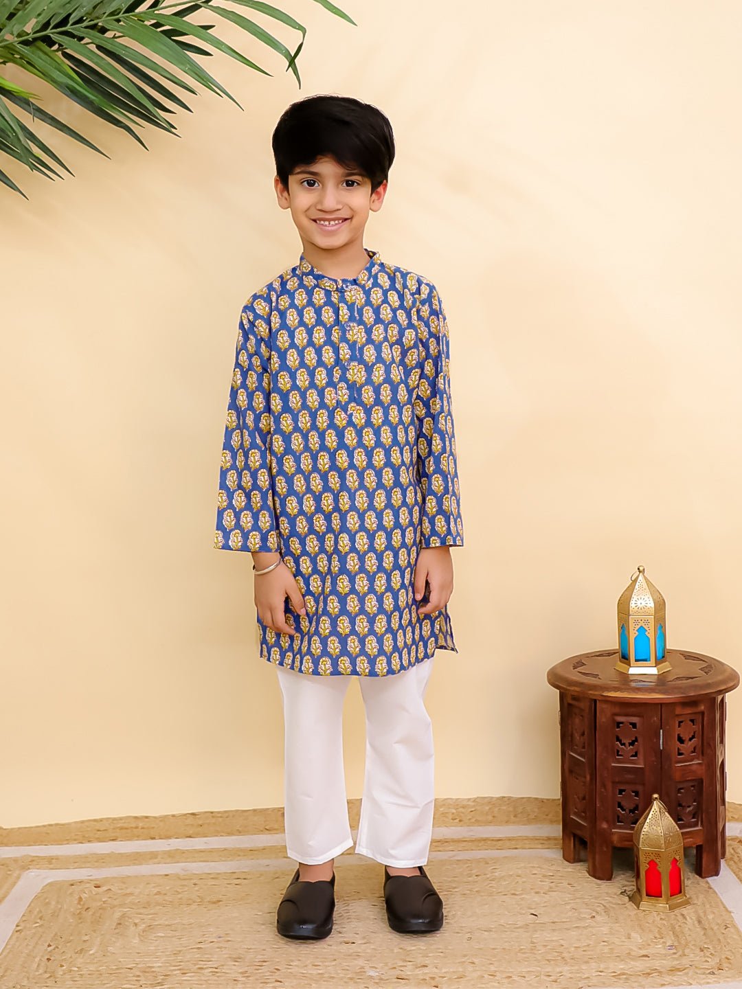 Blaze Blue Boys Jacket And Kurta Pajama Set - KES - SC - BLZBY - 0 - 6