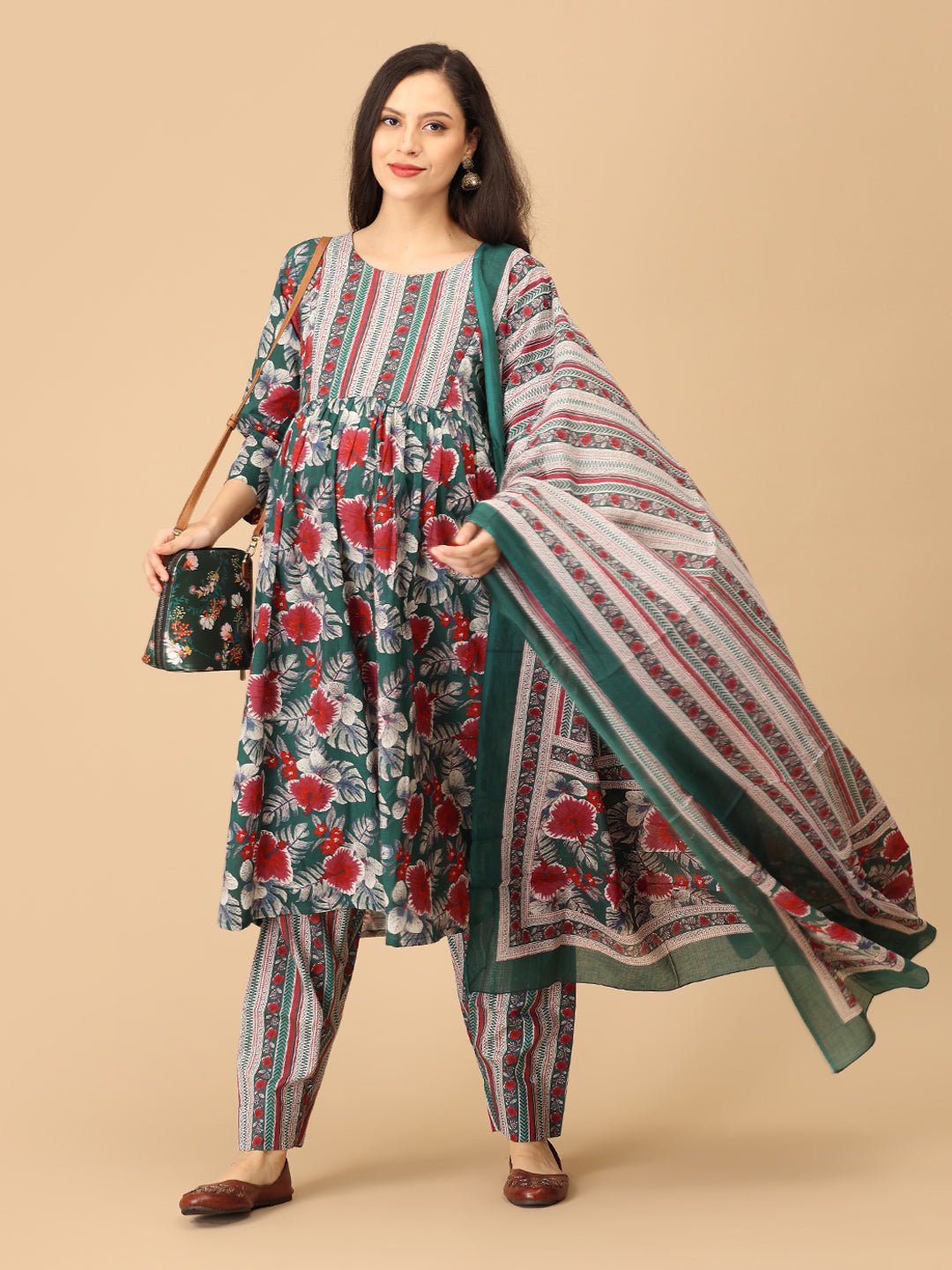 Bloom & Burst Maternity and Nursing Kurta Set With Dupatta - MEW - SK - BMBRS - S