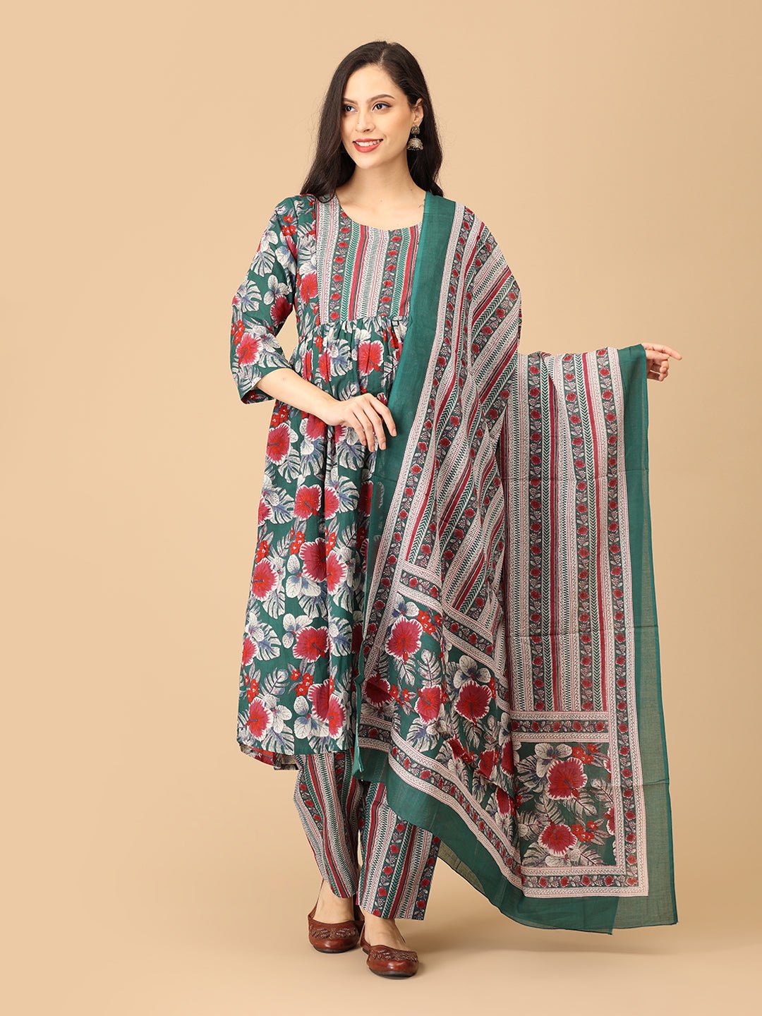 Bloom & Burst Maternity and Nursing Kurta Set With Dupatta - MEW - SK - BMBRS - S