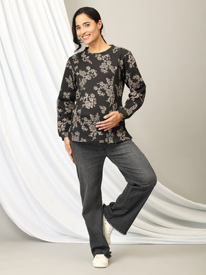 Bloom in the Dark Maternity and Nursing Sweatshirt - MNSWT - SD - BLMID - S