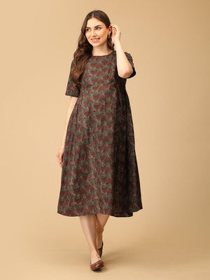 Bloom It Brown Maternity and Nursing Dress - DRS - SK - BLMITB - S