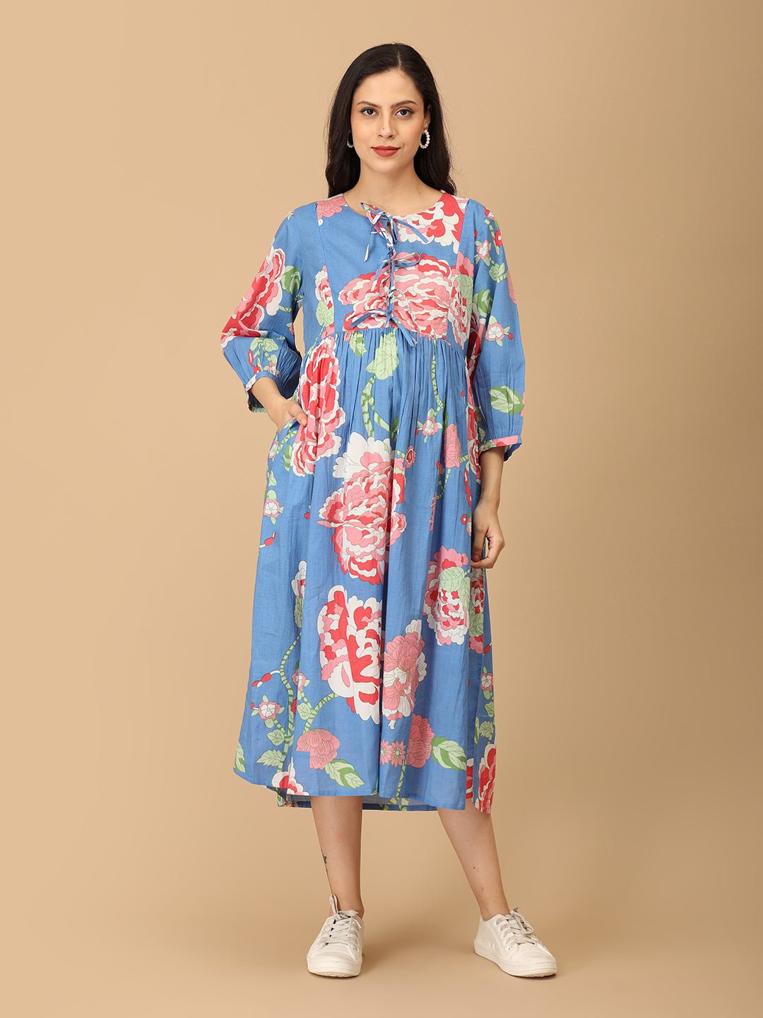 Bloom Me Blue Maternity and Nursing Dress - DRS - SK - BLMBL - S