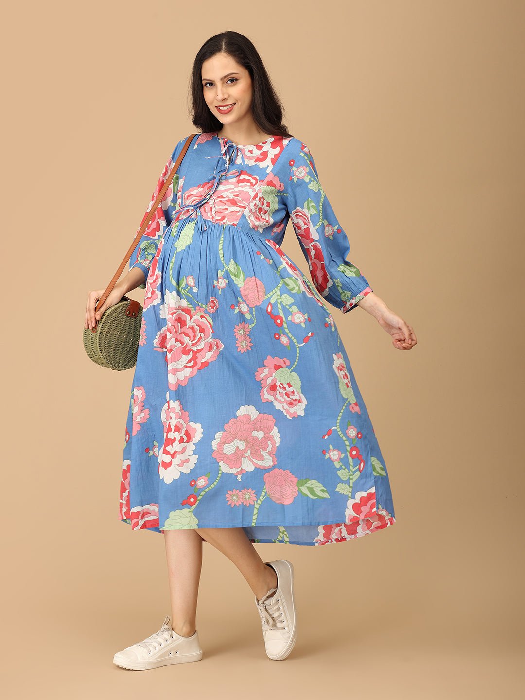 Bloom Me Blue Maternity and Nursing Dress - DRS - SK - BLMBL - S
