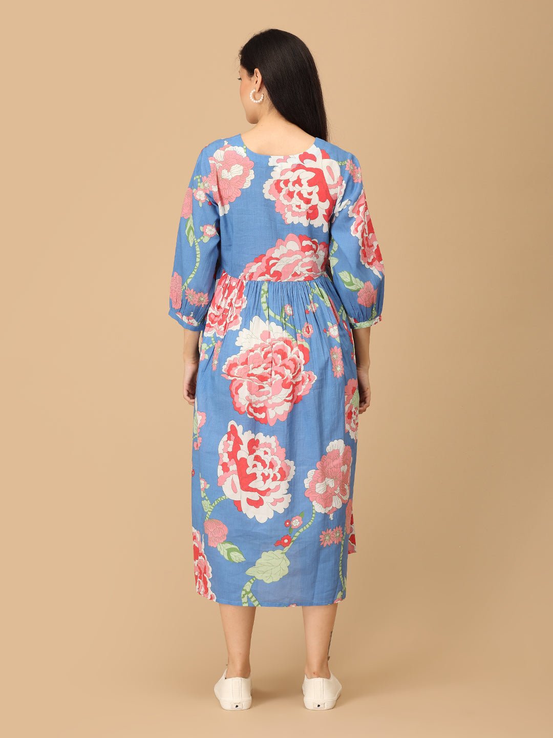 Bloom Me Blue Maternity and Nursing Dress - DRS - SK - BLMBL - S