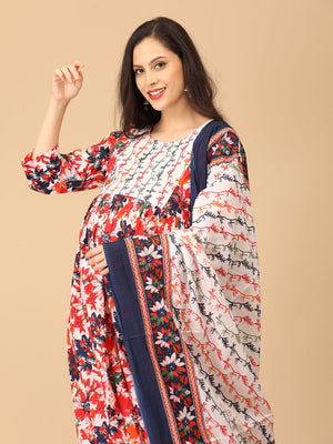 Bloom Popper Maternity and Nursing Kurta Set With Dupatta - MEW - SK - BLMP - S