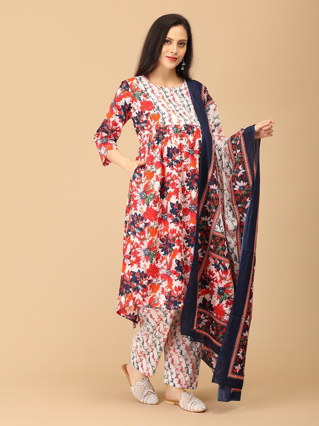 Bloom Popper Maternity and Nursing Kurta Set With Dupatta - MEW - SK - BLMP - S