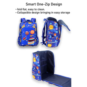 Blue 2d Pop Space Planets School Backpack for Kids,6yrs - 10yrs - Back To School