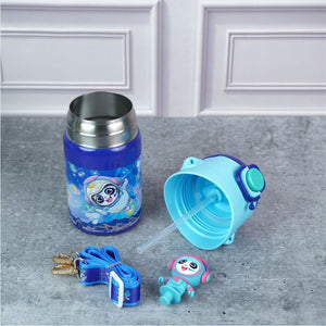 Blue 3D Astronaut Toy Lid Kids Stainless Steel Water Bottle,500ml - Back To School