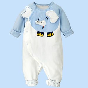 Blue 3D Eared Elephant theme full sleeves jumpsuit Romper for tiny toddlers - 6 - 12 Months Kids Clothing