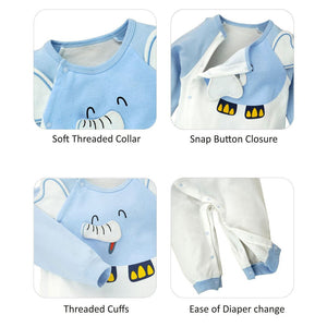 Blue 3D Eared Elephant theme full sleeves jumpsuit Romper for tiny toddlers - 6 - 12 Months Kids Clothing
