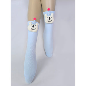 Blue 3D Party Hat Teddy Socks for Kids . - Little Surprise BoxBlue 3D Party Hat Teddy Socks for Kids .