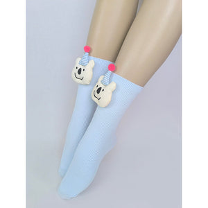 Blue 3D Party Hat Teddy Socks for Kids . - Little Surprise BoxBlue 3D Party Hat Teddy Socks for Kids .