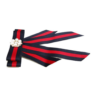 Blue and Red Stripes Two in One Hair Clip and Broach - 