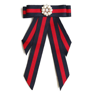 Blue and Red Stripes Two in One Hair Clip and Broach - 