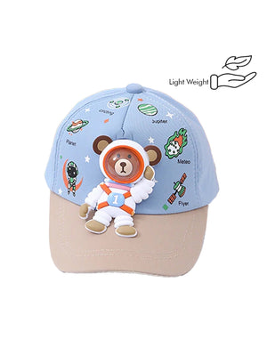 Blue & Beige 3d Astro Kelly Jo Bear Casual Cap for Kids - 