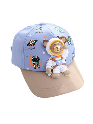 Blue & Beige 3d Astro Kelly Jo Bear Casual Cap for Kids - 