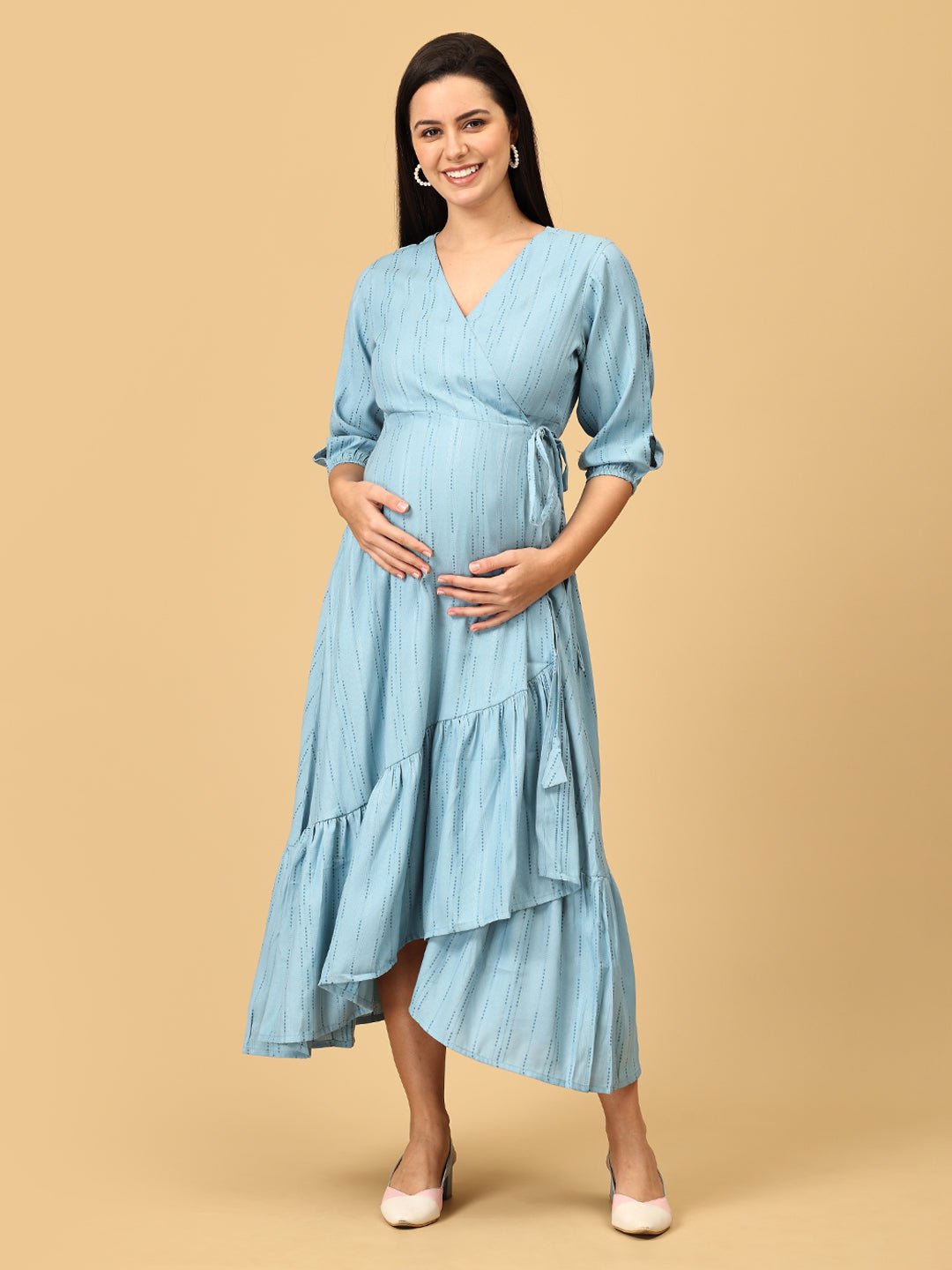 Blue Belle Maternity Wrap Dress - DRS - SK - BLBLY - S