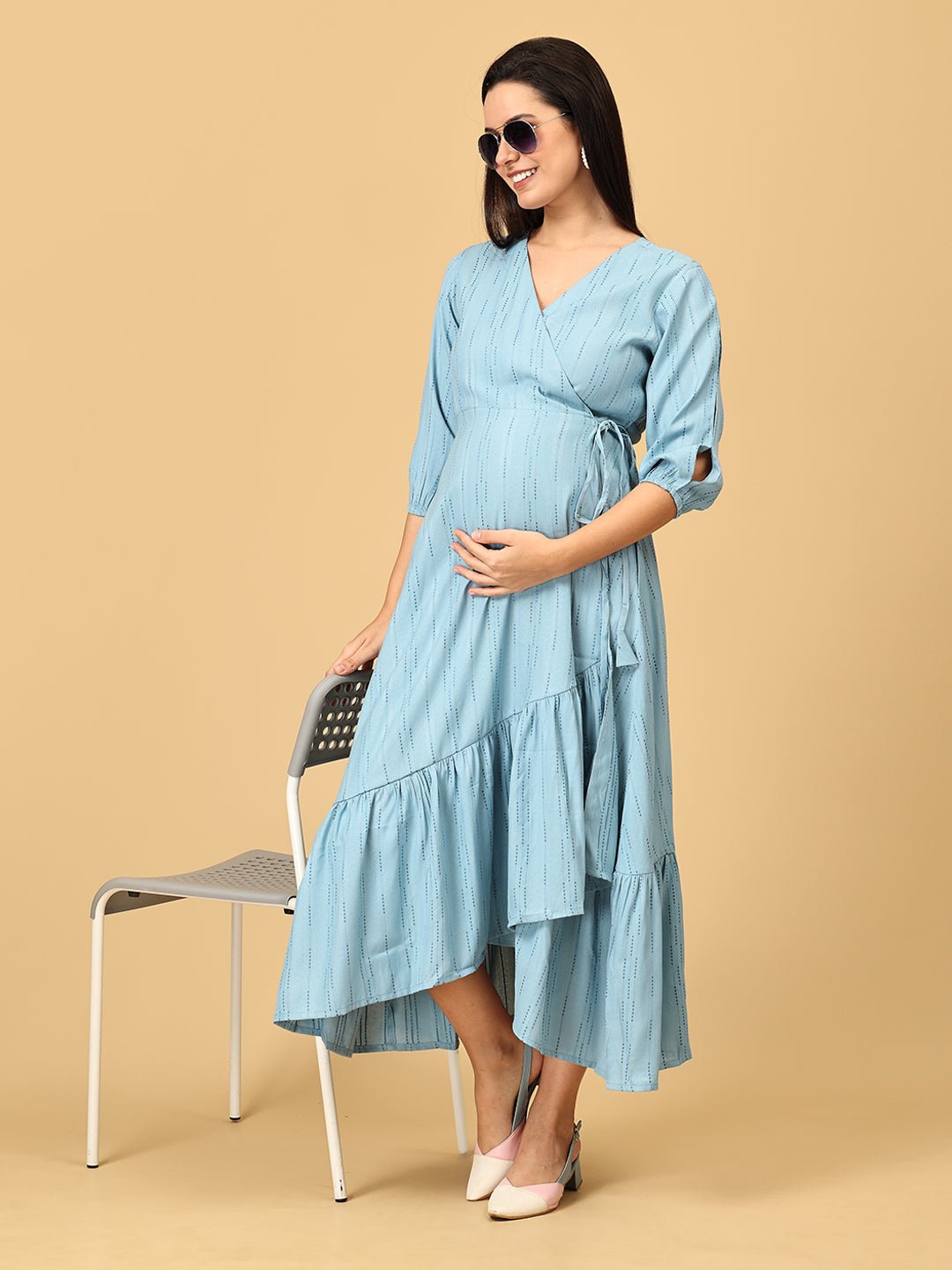 Blue Belle Maternity Wrap Dress - DRS - SK - BLBLY - S