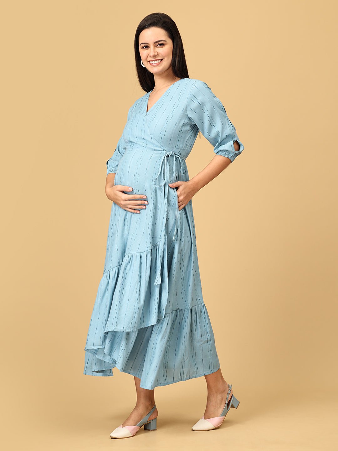 Blue Belle Maternity Wrap Dress - DRS - SK - BLBLY - S