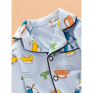 Blue Car & Plane print soft cotton Kids nightsuit - 1 - 2 Years Nightsuits