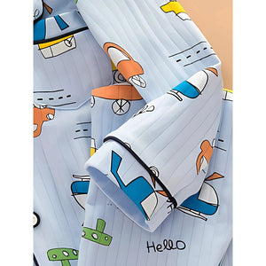 Blue Car & Plane print soft cotton Kids nightsuit - 1 - 2 Years Nightsuits