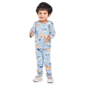 Blue Car Print/Orange/Yellow/Black Full sleeves tops & pants set Unisex Kids Wear - 18 - 24 months Kids Clothing