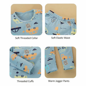Blue Car Print/Orange/Yellow/Black Full sleeves tops & pants set Unisex Kids Wear - 18 - 24 months Kids Clothing
