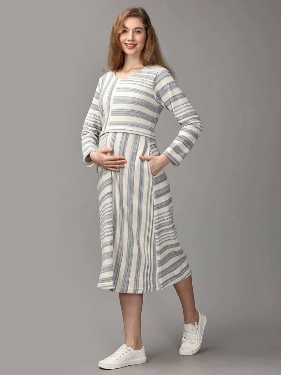 Blue Cheese Maternity and Nursing Dress with Shrug - MWW-SD-BSTNS-S