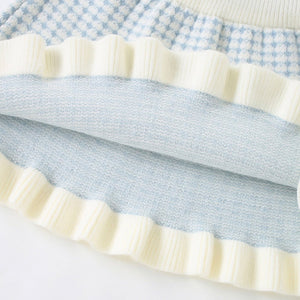 Blue & Cream Big Bow , 2 pc Top & Skirt set for Toddlers and Kids - Little Surprise BoxBlue & Cream Big Bow , 2 pc Top & Skirt set for Toddlers and Kids