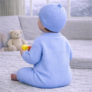 Blue Diamond Teddy Full Sleeves Jumpsuit Winter Romper with Cap for Tiny Toddlers - 3 - 6 Months Winter Wear