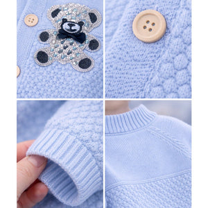 Blue Diamond Teddy Full Sleeves Jumpsuit Winter Romper with Cap for Tiny Toddlers - 3 - 6 Months Winter Wear