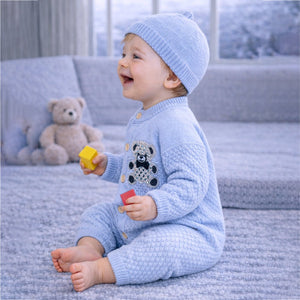 Blue Diamond Teddy Full Sleeves Jumpsuit Winter Romper with Cap for Tiny Toddlers - 3 - 6 Months Winter Wear