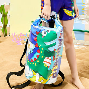 Blue Dino Big Size Clip on & Backpack style Waterproof Swimming Bag/ Beach Bag - Swim