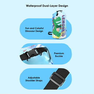 Blue Dino Big Size Clip on & Backpack style Waterproof Swimming Bag/ Beach Bag - Swim