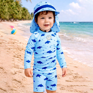 Blue Dolphin, Toddlers & Kids Swimwear with long Cap Free Wash Bag & Free Swim Detergent - 2 - 3 Years Swim