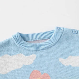 Blue Flower Bloom theme Warmer Cardigan & Christmas Sweater for toddlers & Kids - Little Surprise BoxBlue Flower Bloom theme Warmer Cardigan & Christmas Sweater for toddlers & Kids