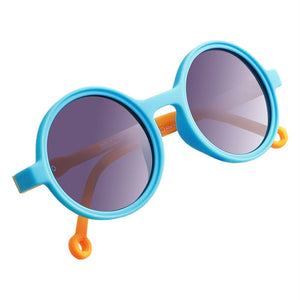 Blue Frame with Orange Arms, Anti Ultraviolet Unisex Sunglasses for Toddlers with Hardcase Storage - 2 - 5 years Swim