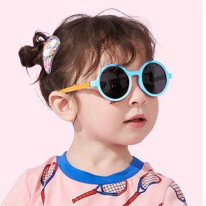 Blue Frame with Orange Arms, Anti Ultraviolet Unisex Sunglasses for Toddlers with Hardcase Storage - 2 - 5 years Swim