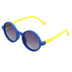 Blue Frame with Yellow Arms, Anti Ultraviolet Unisex Sunglasses for Toddlers with Hardcase Storage - Swim
