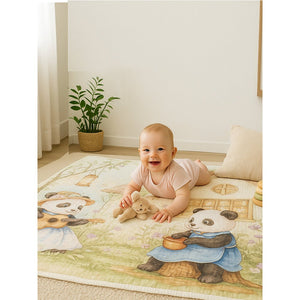 Blue Frock Panda print Super Soft Breathable pure Muslin cotton Blanket for Infants - Bedding