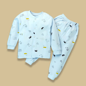 Blue Happy Baby Full sleeves tops & pants set Unisex Kids Wear - 12 - 18 Months Kids Clothing