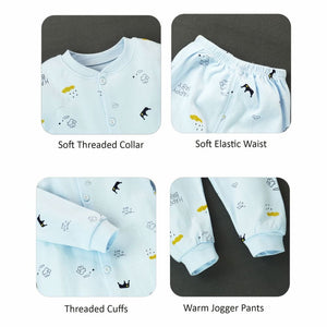 Blue Happy Baby Full sleeves tops & pants set Unisex Kids Wear - 12 - 18 Months Kids Clothing