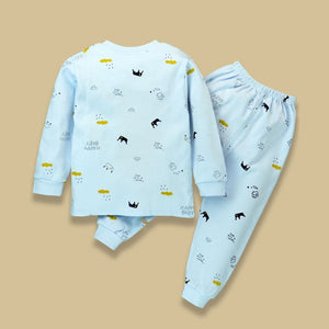 Blue Happy Baby Full sleeves tops & pants set Unisex Kids Wear - 12 - 18 Months Kids Clothing